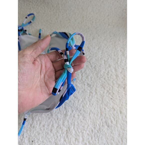 No Boundaries Cabana Stripe One-Piece Swimsuit Junior's Size M Tie Up Fit. 90s - Picture 8 of 11